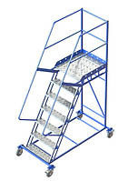Лестница передвижная с полкой 1750 мм SHLM, лестница металлическая с платформой, стремянка на колесах