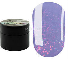 SAGA professional Builder Gel magic 5 (блакитний з різнокольоровою поталлю), 15 мл