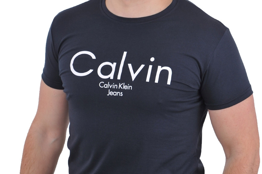 Футболка мужская Calvin Klein 23-C2072 тёмно-синяя S - фото 2 - id-p1819537766