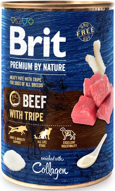 Консервований корм для собак з яловичиною Brit Premium By Nature Beef with Tripe 400 г, фото 1