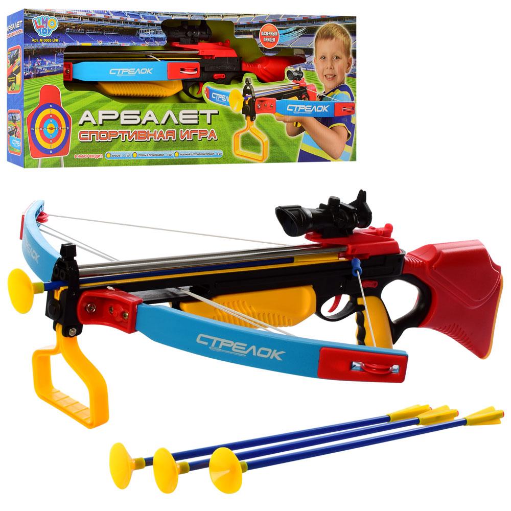 Іграшковий арбалет Limo Toy (стріли на присосках, приціл, лазер, на батарейках) M 0005 U/R, фото 1