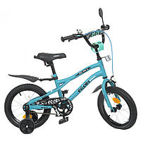 Детский двухколесный велосипед с катафотами и наклейками 14 дюймов Profi Urban Y14253-1 Голубой
