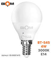 Лампа LED BT-545 G45 4W E14 3000K матовая Biom 00-00001415