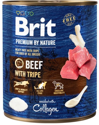 Консервований корм для собак з яловичиною Brit Premium By Nature Beef with Tripe 800 г