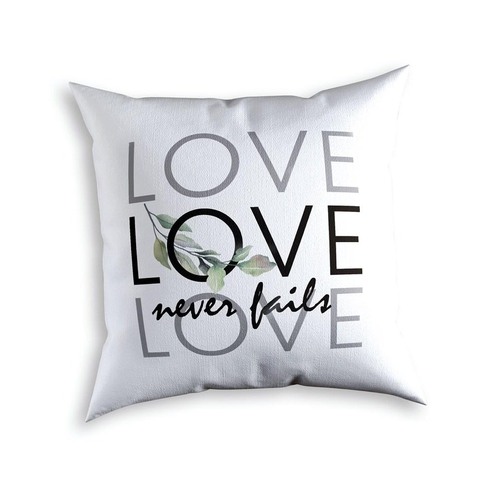 Подушка габардин біла 40х40 "Love never fails"