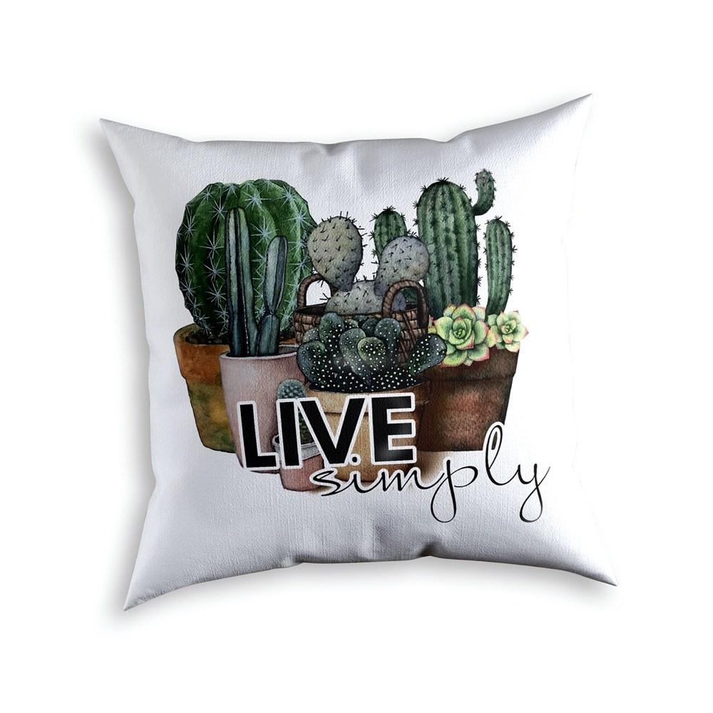 Подушка габардин біла 40х40 "Live simply"