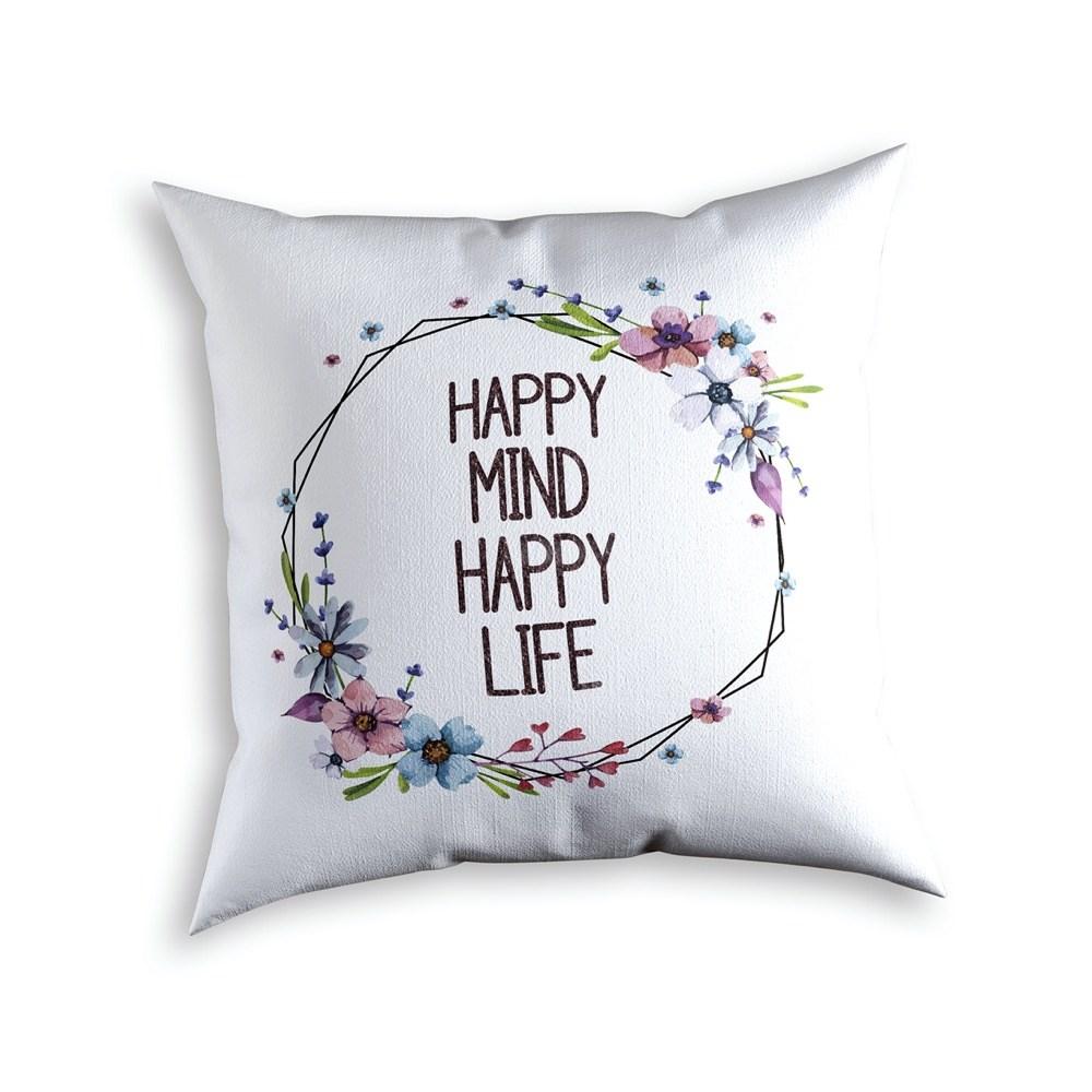 Подушка саржева біла 45х45 "Happy mind"