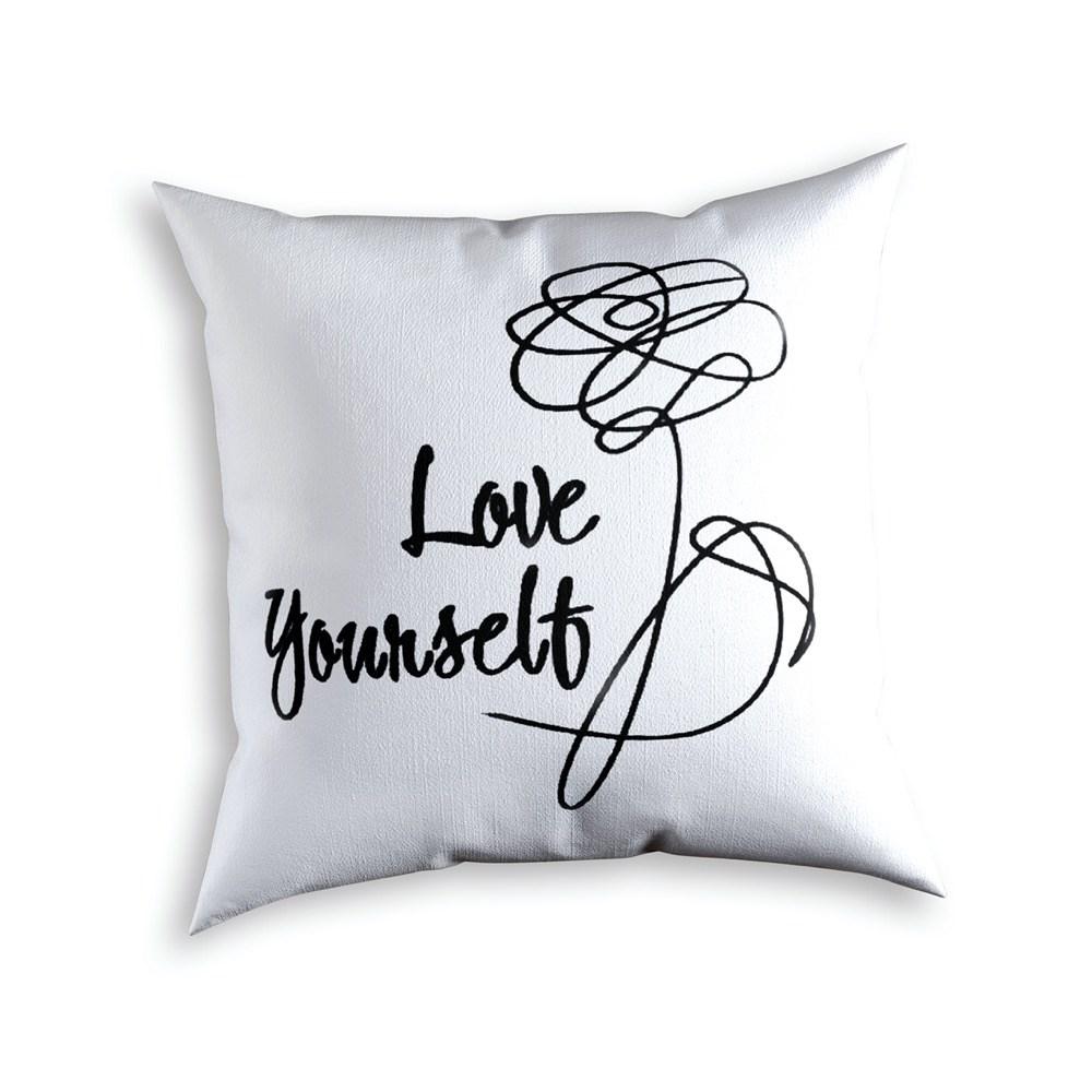 Подушка саржева біла 45х45 "Love yourself"