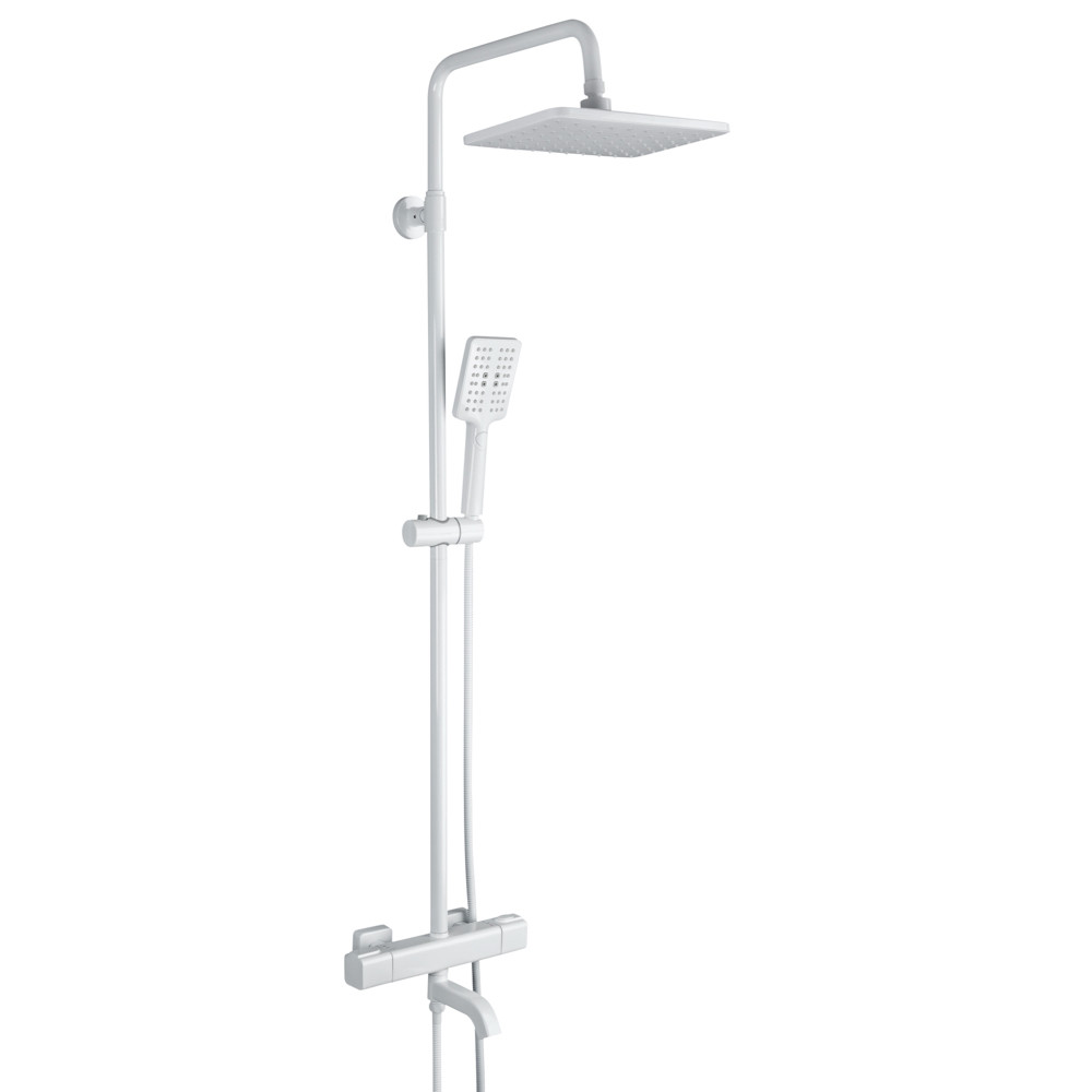 Душова система з термостатом GAPPO G2491-8, вилив - перемикач на лійку, білий, фото 1