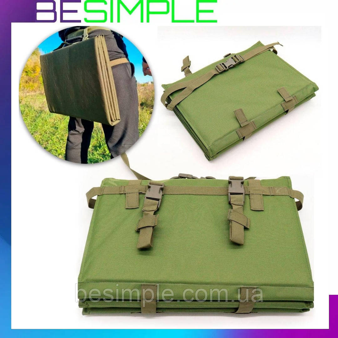 Тактичний каремат із системою Molle, 180х41 см, Оливковий / Складаний туристичний килимок з кріпленням