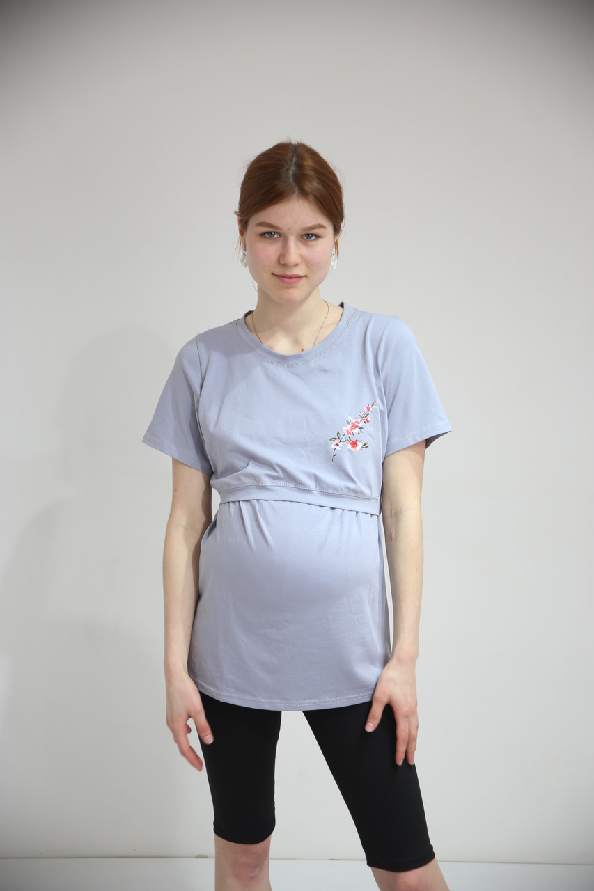 Футболка для вагітних і годуючих Pregnant Style Liz 44 сіра