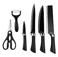 Качественный набор черных кухонных ножей с мраморным покрытием из 6 предметов для кухни ХЕ726, SL2
