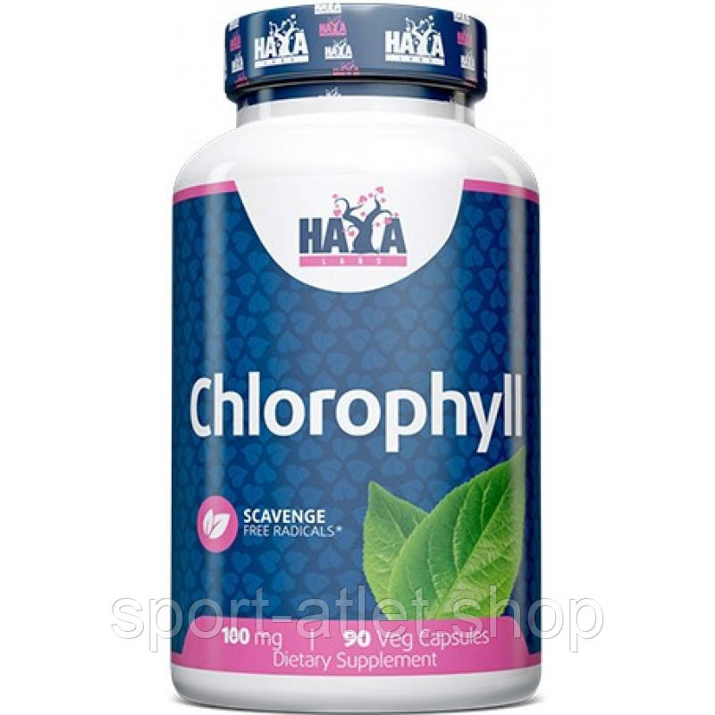 Натуральна добавка Haya Labs Chlorophyll 100 mg, 90 вегакапсул