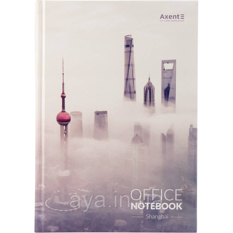 Блокнот, записна книга Axent City Shanghai (великий, у клітинку, сірий з малюнком, тверда обкладинка)