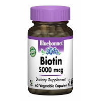 Витамин Bluebonnet Nutrition Биотин (B7) 5000мкг, 60 гелевых капсул (BLB0447) - Вища Якість та Гарантія!