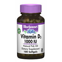 Витамин Bluebonnet Nutrition Витамин D3 1000IU, 100 желатиновых капсул (BLB-00308)