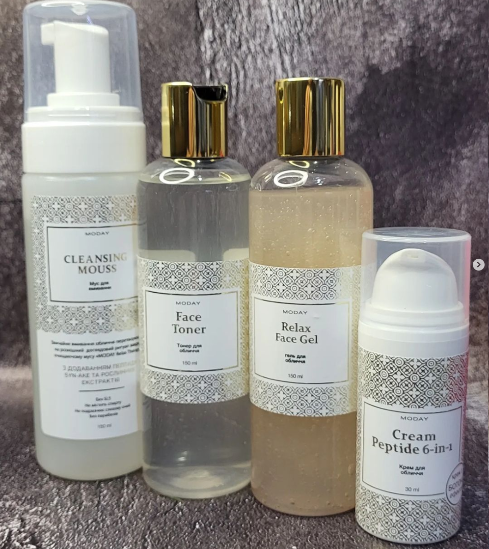 Антивіковий набір для обличчя Moday (гель, крем, тонер, мус), фото 1