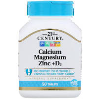 Витамин 21st Century Кальций, магний, цинк + D3, 90 таблеток (CEN22263) - Вища Якість та Гарантія!