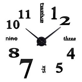 Настінний 3D годинник RIAS ZH015 120см Black (3_02275)