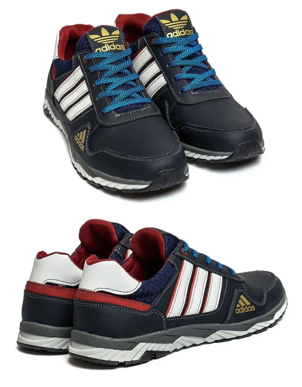 Чоловічі шкіряні кросівки Adidas (Адідас) Tech Flex Blue, чоловічі спортивні туфлі сині, кеди повсякденні, фото 1