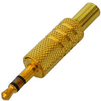Штекер 3.5мм стерео, металевий корпус, позолочений