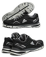 Мужские кожаные кроссовки Adidas (Адидас) Tech Flex, спортивные мужские туфли черные, повседневные. Мужская