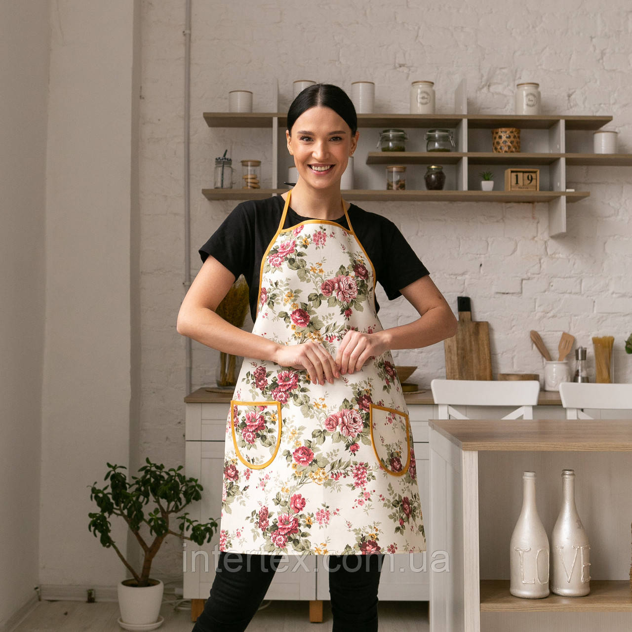 Фартух водовідштовхувальний "Троянда бордо" (75х55 см.), фото 1