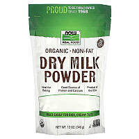 Органическое обезжиренное сухое молоко NOW Foods, Real Food "Certified Organic Non-Fat Dry Milk Powder" (340г)