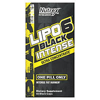 Nutrex, Lipo-6 Black Intense (60 капс.), жироспалювач