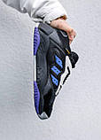 Кросівки чоловічі Adidas чорні із синім повсякденні стильні весна літо легкі молодіжні В'єтнам, фото 8