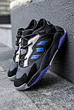 Кросівки чоловічі Adidas чорні із синім повсякденні стильні весна літо легкі молодіжні В'єтнам, фото 6