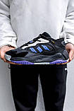 Кросівки чоловічі Adidas чорні із синім повсякденні стильні весна літо легкі молодіжні В'єтнам, фото 4