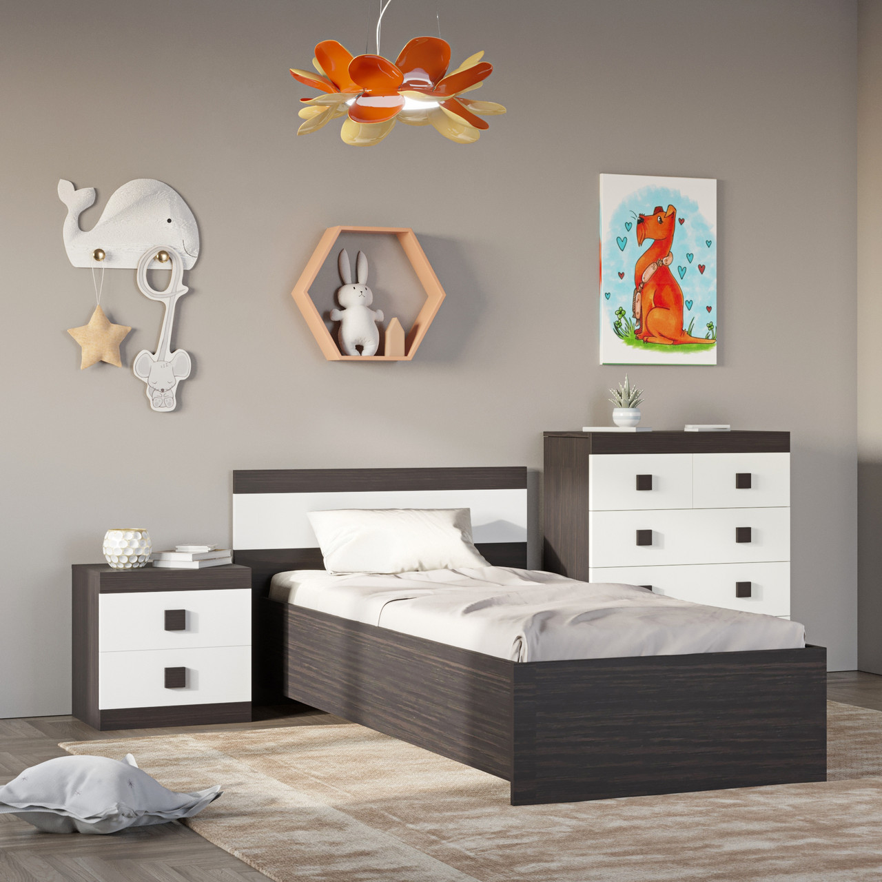 Дитяча комплект Соната 2 (3 елементи) Венге + Білий Еверест, фото 1