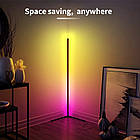 Підлоговий кутовий світильник Торшер 120 см RGB лампа нічник із пультом керування й регулюванням яскравості, фото 8