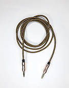 Кабель акустичний AUX 3,5 мм 1,5 м, тканина Black/Gold