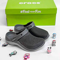 Кроксы сабо шлепанцы Crocs Kids' LiteRide 360 Clog черные Black/Slate Grey