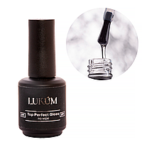 Lukum Top Perfect Gloss No Wipe - топ с УФ фильтром, без липкого слоя, 15 мл