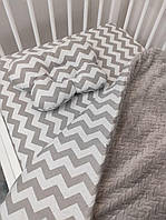 Комплект постельного белья для новорожденных Манюня Зигзаг в кроватку ( коляску) плед + подушка + простынь