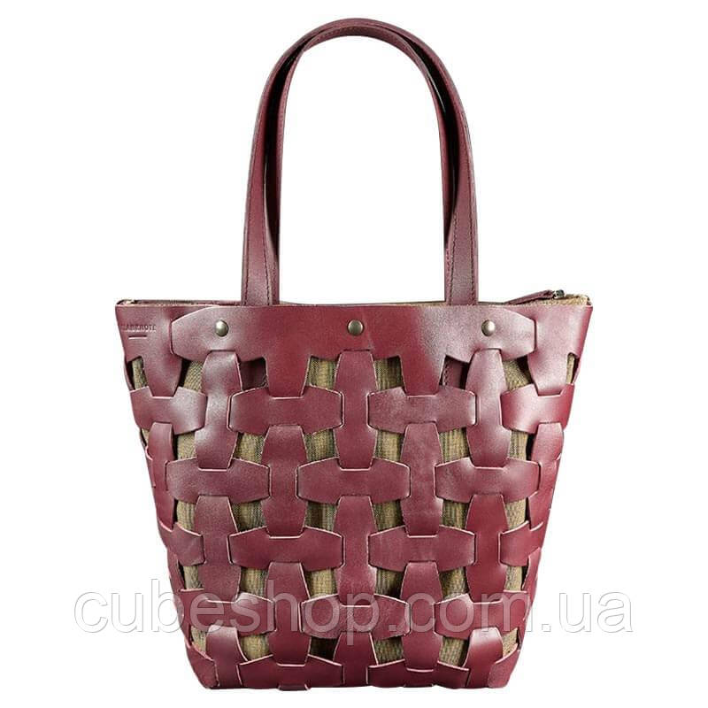Сумка-шоппер зі шкіри "Пазл L" (бордовий)