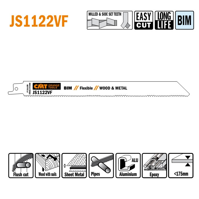 Пильні полотна для шабельних пил JS1122VF (уп.-5 шт.), CMT