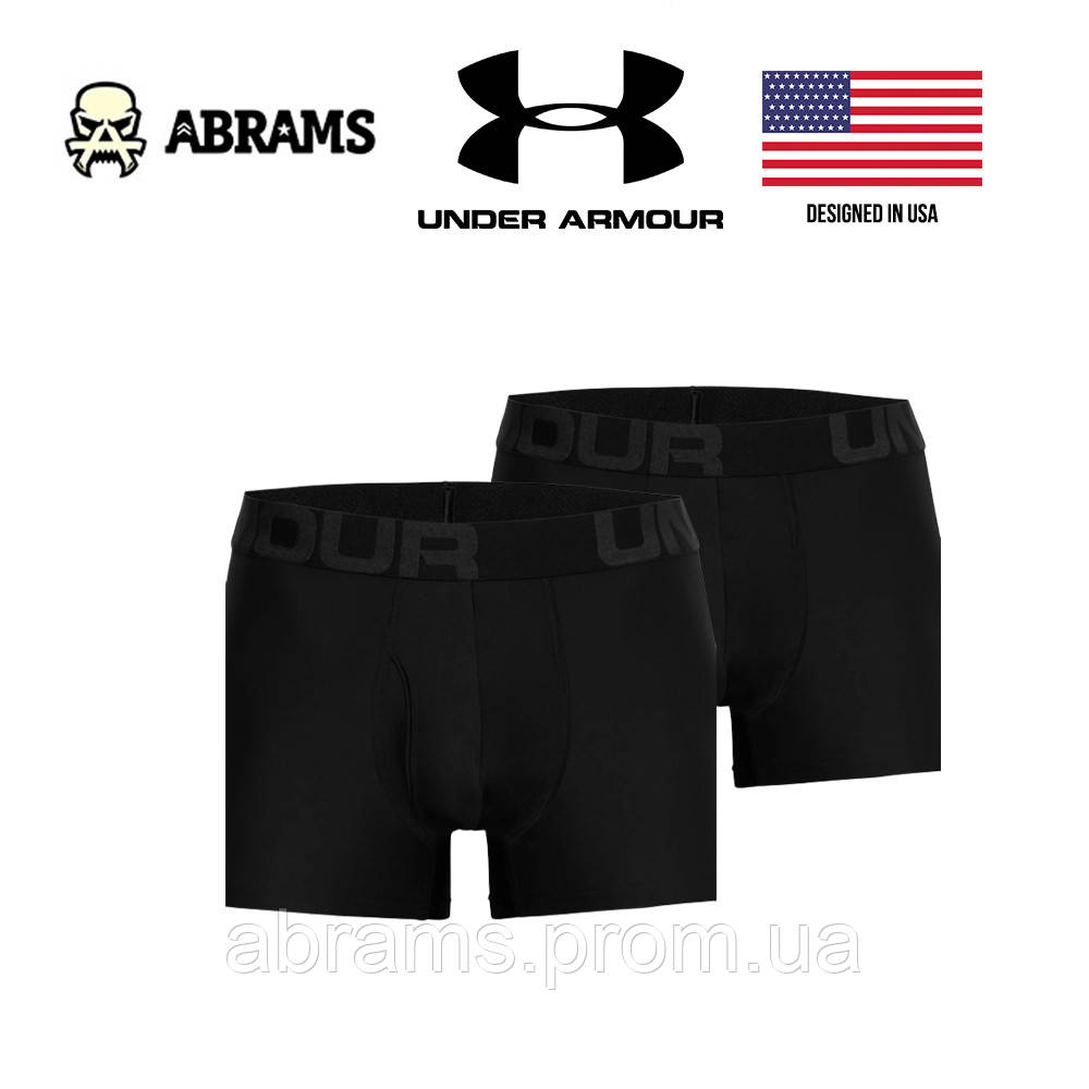 Чоловічі боксери (труси) 2 пари Under Armour UA Tech Mesh 3in 2 Pack | Black