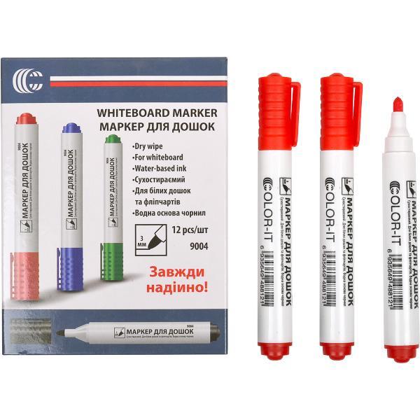 Товстий маркер із круглим стрижнем для дошки на водній основі червоний 9004 "С" в упаковці 12 шт, фото 1