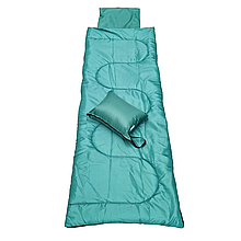 Легкий спальний мішок ковдра для дітей та дорослих, літній, з підголівником, зелений, CHM00450, Україна