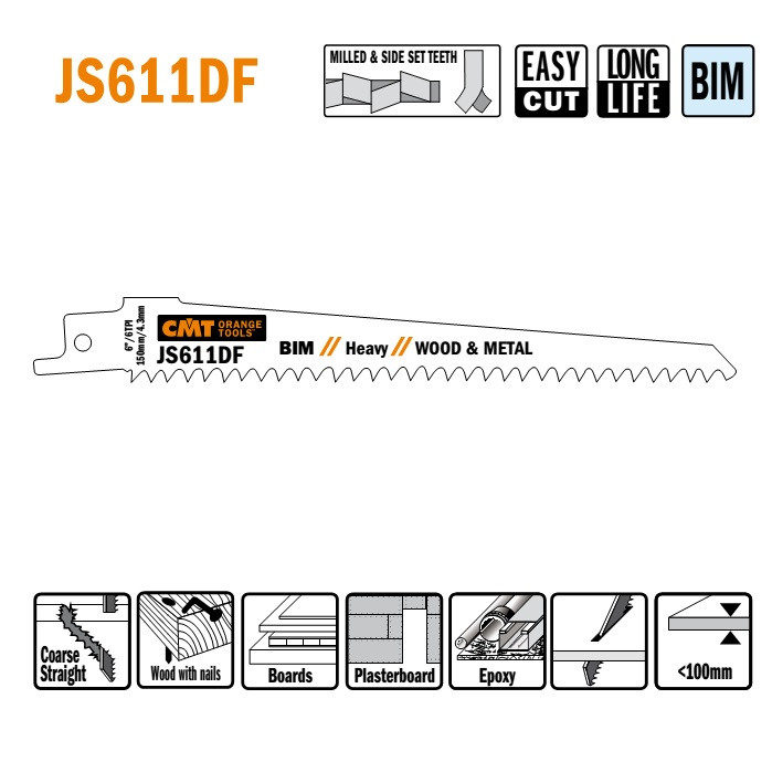 Пильні полотна для шабельних пил JS611DF (уп.-5 шт.), CMT