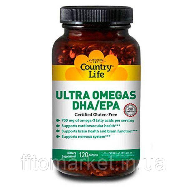 Натуральний комплекс Ультра Омега DHA / EPA 120 капсул ТМ Кантрі Лайф / Country Life
