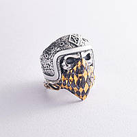 Серебряное кольцо "Череп с банданой" (чернение, позолота) 356 ZIPMARKET
