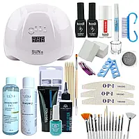 Набор для наращивания ногтей с лампой Sun X 54 Вт + полигель и материалы для дизайна ногтей "POLYGEL TREND"