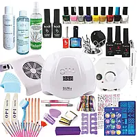 Великий стартовий набір для манікюру "MAXI PLUS" з лампою SUN X 54, фрезером ZS-601 та витяжкою