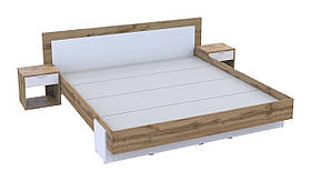 Двоспальна кровать з тумбочками. Спальня Hugo 3 Doros Тахо / Білий ДСП. Спальний гарнітур у сучасному стилі.