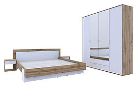 Спальня Hugo 4 Doros Тахо / Білий ДСП. Спальний гарнітур у сучасному стилі. Меблевий гарнітур спальний
